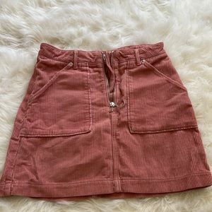 Pink corduroy mini skirt